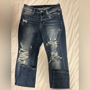 Judy Blue Boyfriend Fit Jeans Women's 9x29 Blue Stretch Distressed